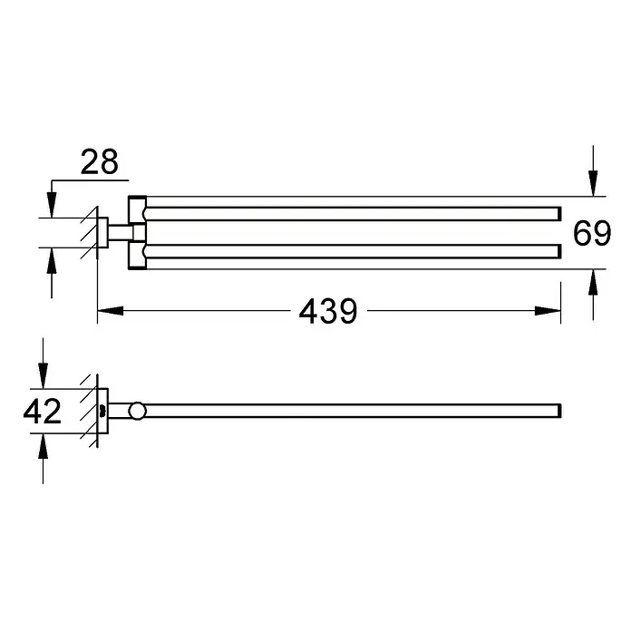 Grohe Essentials Cube Toallero de barra - 2 brazos, Cromo, Brillante