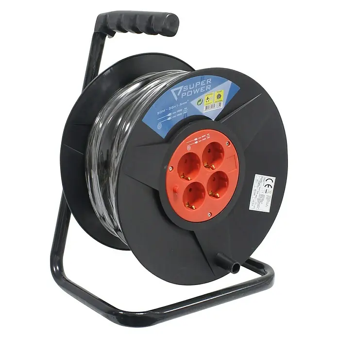 Enrollacables Super Power - x 4, 50 m, IP20, Para interior