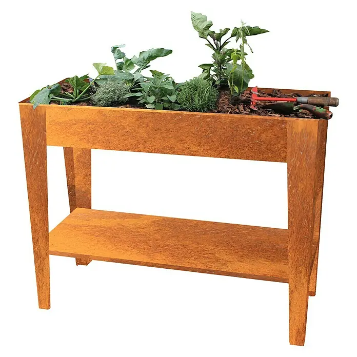 Palatino Exlusive Line Hochbeet - 100 x 40 x 80 cm, Cortenstahl, Rostpatina - Rechte Seitenansicht