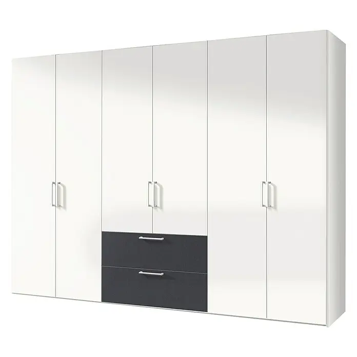 Express Möbel Kleiderschrank Brooklyn - L x B x H: 58 x 300 x 216 cm, Weiß/Sonoma Eiche, Ohne Spiegel, Anzahl Schubladen: 2 Stk. - Rechte Seitenansicht