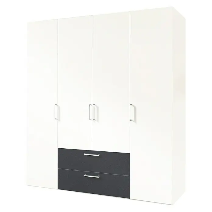 Express Möbel Kleiderschrank Brooklyn - L x B x H: 58 x 200 x 216 cm, Weiß/Graphit, Ohne Spiegel, Anzahl Schubladen: 2 Stk. - Rechte Seitenansicht