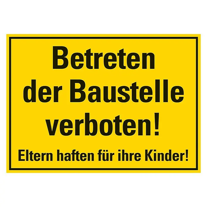 Pickup Verbotsschild - L x B: 35 x 25 cm, Betreten der Baustelle verboten - Draufsicht