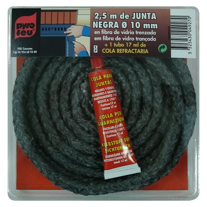 Junta refractaria + Pegamento - Ø x L: 10 mm x 2,5 m