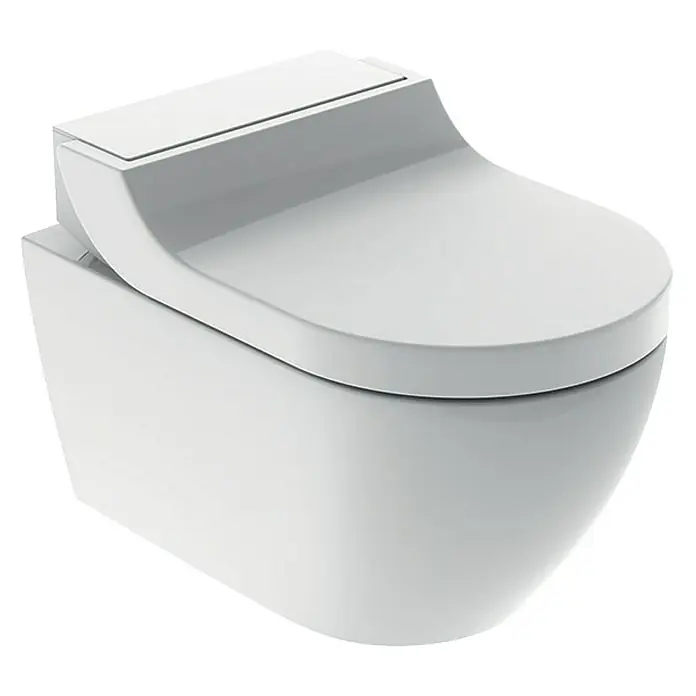 Geberit Wand-Dusch-WC-Set AquaClean Tuma Classic - Spülrandlos, Mit schmutzabweisender Glasur, Spülform: Tief, WC Abgang: Waagerecht, Weiß - Linke Seitenansicht