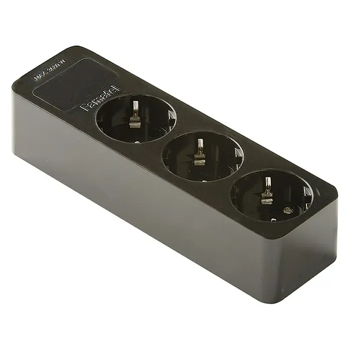 Famatel Base de enchufe múltiple - Número de enchufes Schuko: 3 ud., Negro