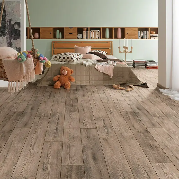 LOGOCLIC Vinto Laminat Hrast Cordoba - 1.285 x 192 x 8 mm, Rustikalni pod - Živopisni prikaz
