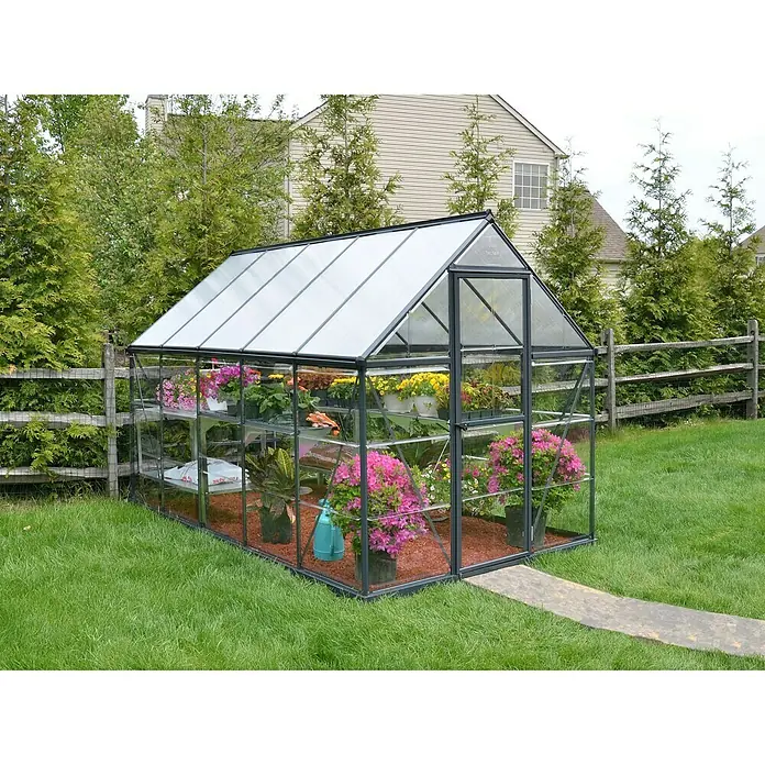Palram – Canopia Staklenik Hybrid - 185 x 306 x 208 cm, 0,7 mm, Polikarbonat, Antracit - Živopisni prikaz