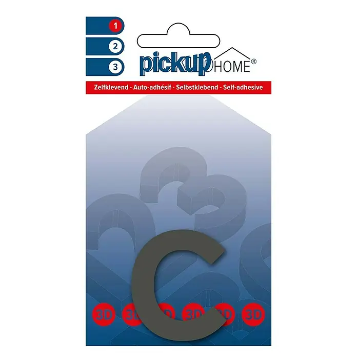 Pickup 3D Home Kućni broj Rio - Visina: 6 cm, Motiv: c, Sive boje, Plastika, Samoljepljivo