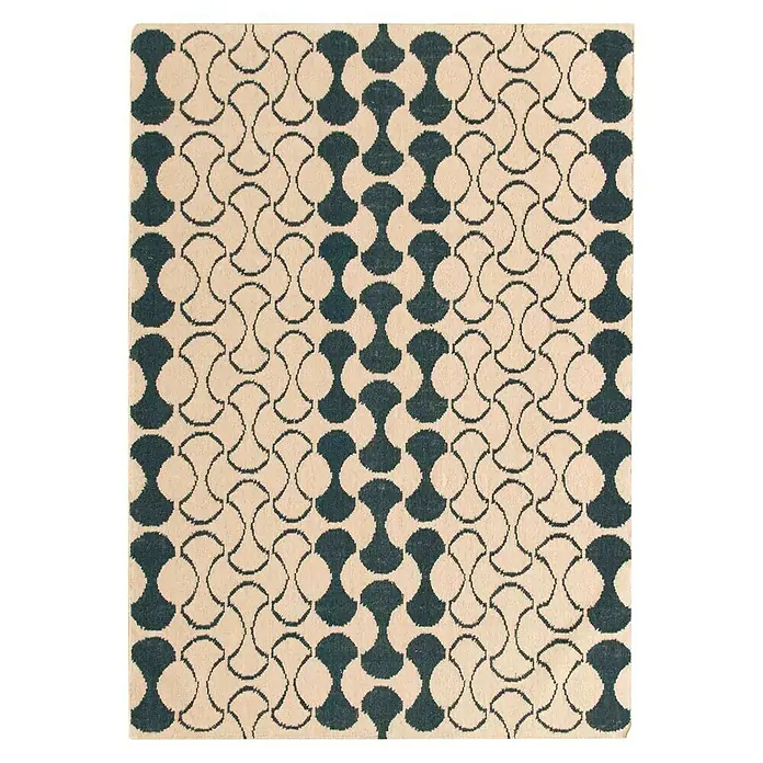 Alfombra Kilim mosaico indio - Beige/Negro, 170 x 100 cm, Lana
