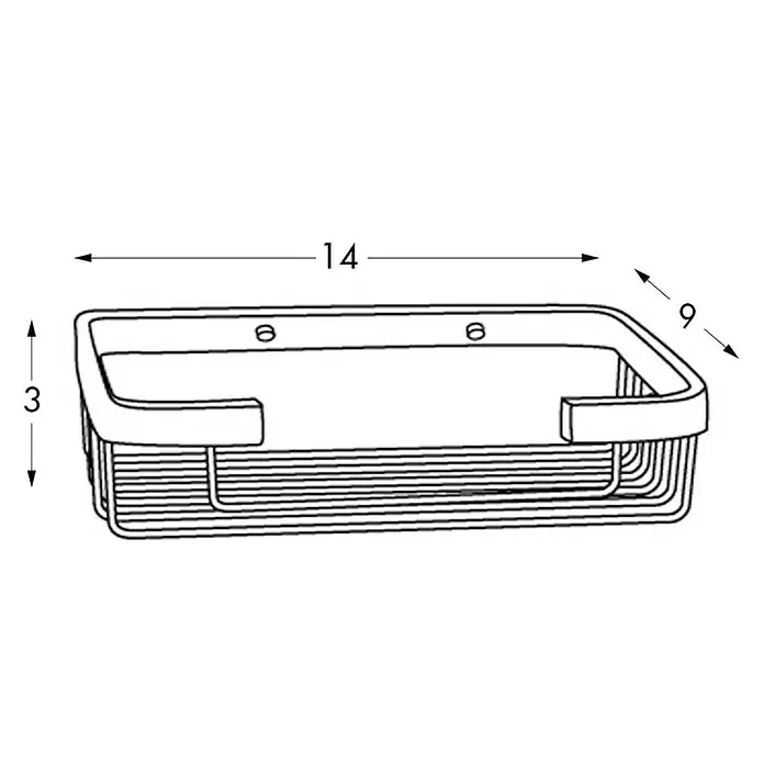 Tatay Cesta de baño rectangular Ice - 9 x 14 x 3,2 cm, Plateado