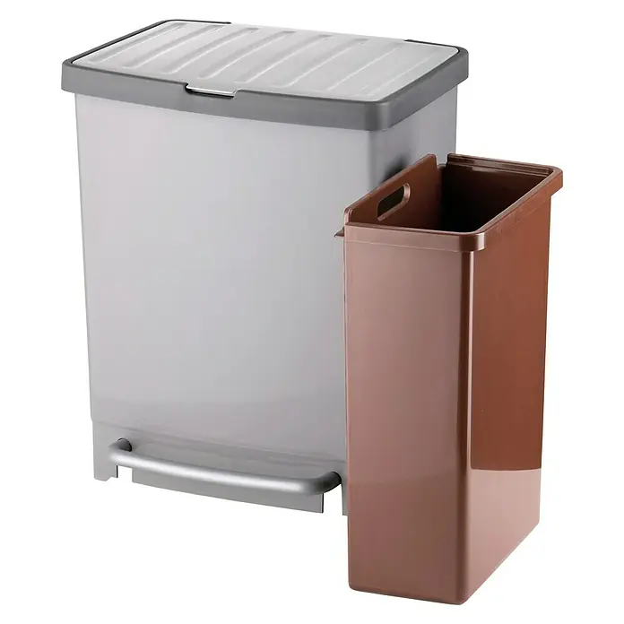 Tatay Cubo de la basura Reciclaje - 25 l, Gris, Rectangular, Plástico