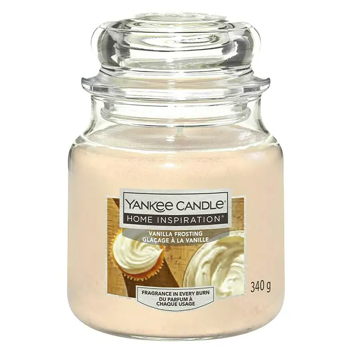 Yankee Candle Home Inspirations Duftkerze - Im Glas, Vanilla Frosting, Medium - Vorderansicht