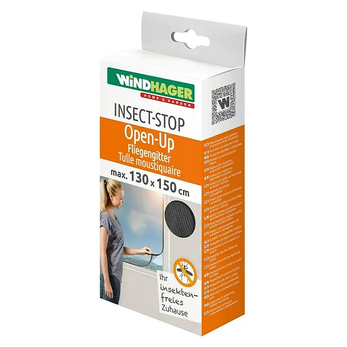 Windhager Insektenschutzgitter Open-Up - 130 x 150 cm, Anthrazit