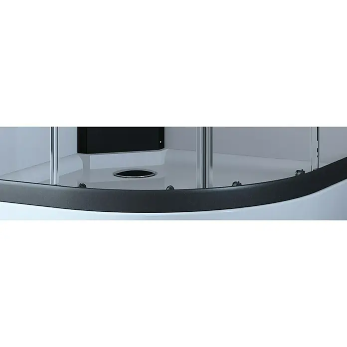 GEO Fix Komplettdusche - 90 x 90 x 215 cm, Gebogen, Weiß/Schwarz - Vorderansicht