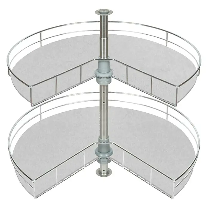 Estantería rinconera metálica semicircular 80 - L x An x Al: 520 x 900 x 450 mm, Cromo