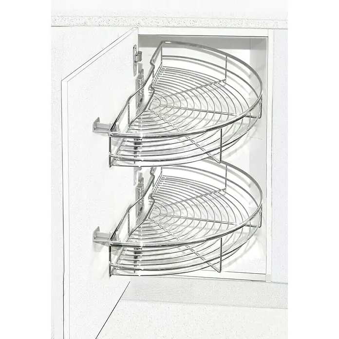Estantería rinconera metálica semicircular 75 - L x An x Al: 470 x 800 x 400 mm, Cromo