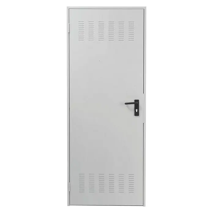 Novoferm Puerta metálica Super Plus Prelacada blanca con rejilla - 87,5 x 203,5 cm, Apertura según normativa: Derecha - Vista frontal