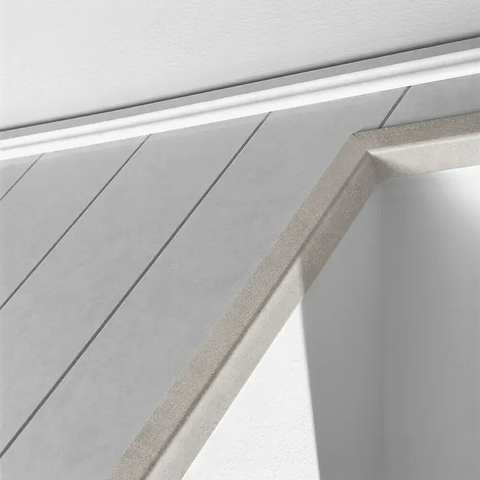LOGOCLIC Winkelleiste Carrara - 2,6 m x 22 mm x 42 mm - Detailaufnahme