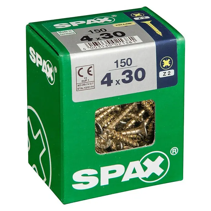 Spax Univerzalni vijak - 4 x 30 mm, Puni navoj, 150 kom - Pogled s lijeve strane