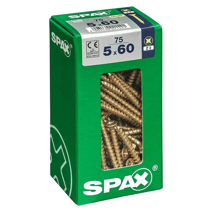 Spax Univerzalni vijak - 5 x 60 mm, Puni navoj, 75 kom - Pogled s lijeve strane