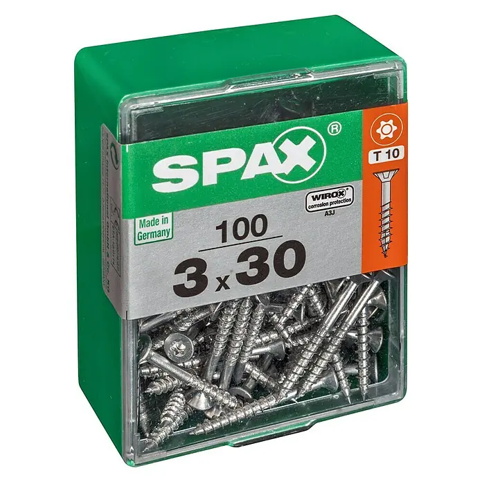 Spax Universalschraube T-Star plus - Ø x L: 3 x 30 mm, WIROX Oberfläche, T-Star plus, 100 Stk. - Linke Seitenansicht