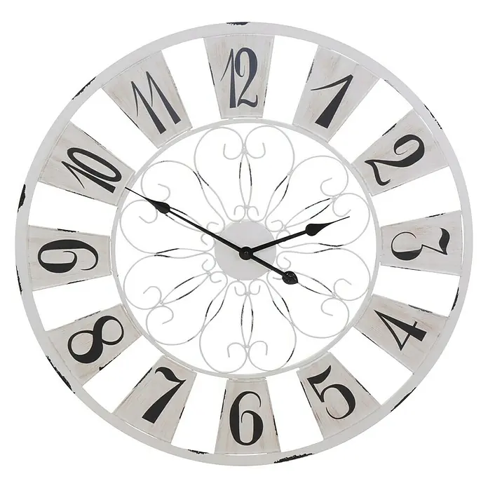 Wanduhr rund Vintage - Beige, Durchmesser: 75 cm - Vorderansicht