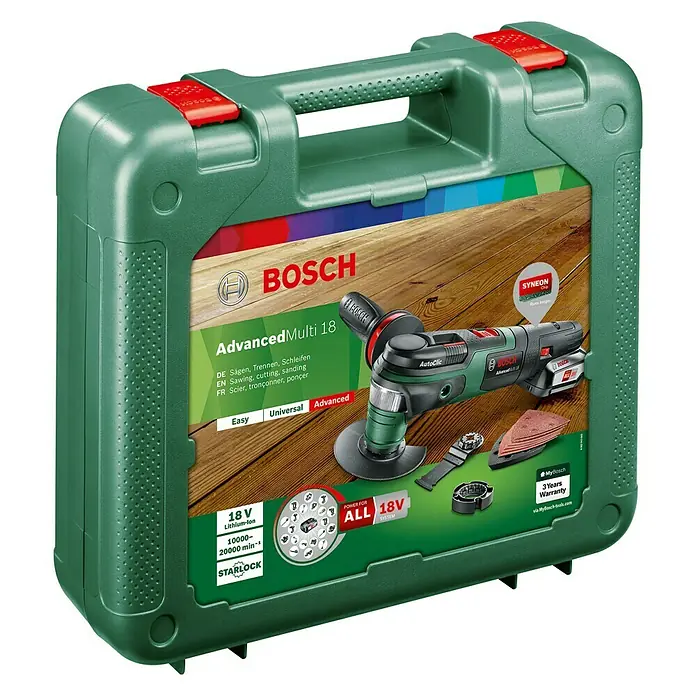 Bosch 18 V Power for All Akku-Multifunktionswerkzeug Advanced Multi 18 - 18 V, 1 Akku, 2,5 Ah, Leerlaufdrehzahl: 10.000 U/min - 20.000 U/min - Vorderansicht