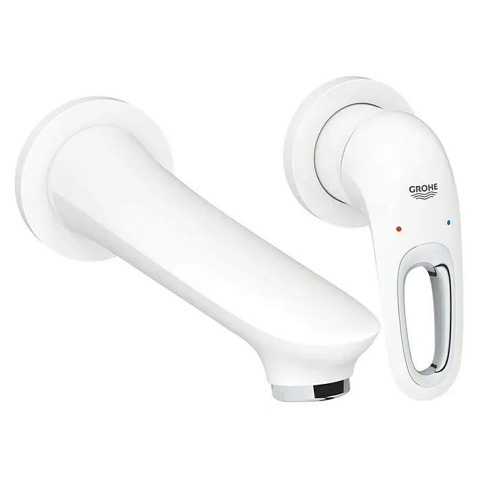Grohe Eurostyle Wand-Waschtischarmatur - 2-Loch, Weiß, Glänzend - Vorderansicht