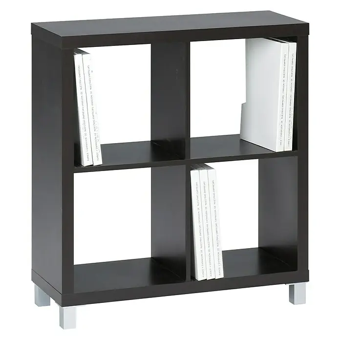 Estantería de madera Kubox 4 huecos - An x Al: 76 x 83 cm, MDF, Negro