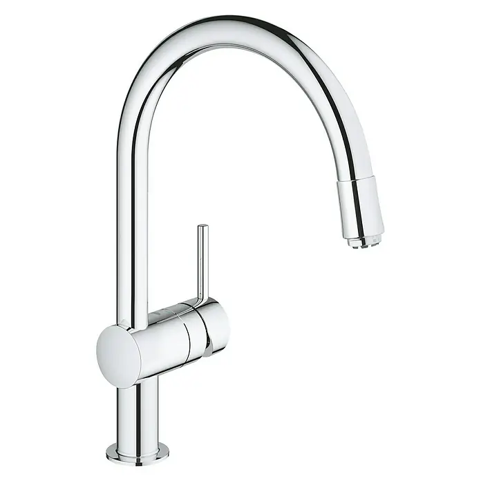 Grohe Spültischarmatur Minta - Niederdruck, Chrom, Auslauf herausziehbar - Vorderansicht