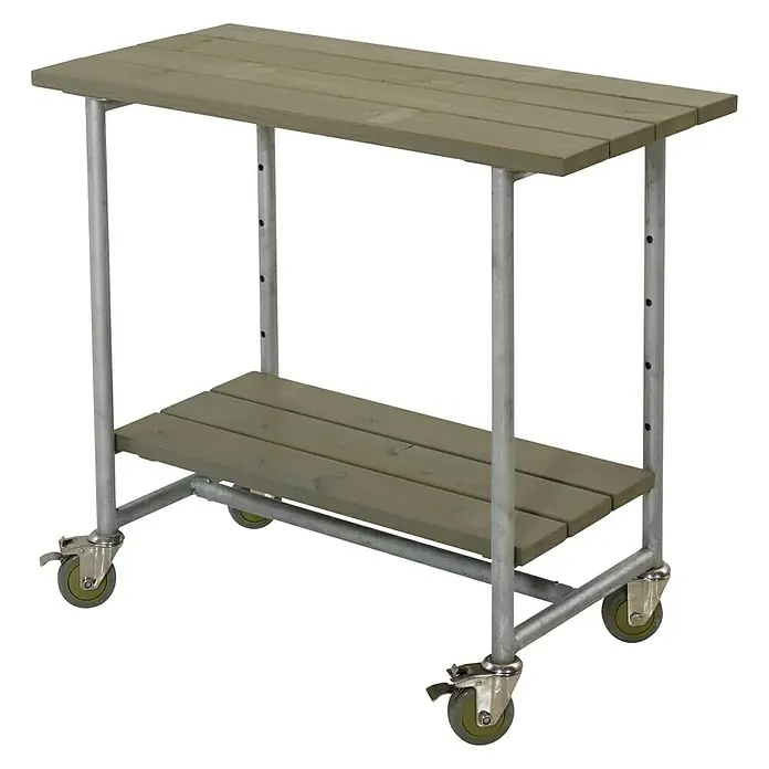 Plus Pflanztisch Urban - 100 x 50 x 90 cm, Material Tischplatte: Holz, Graubraun, Silber, Mit Regalfach - Ansicht von oben