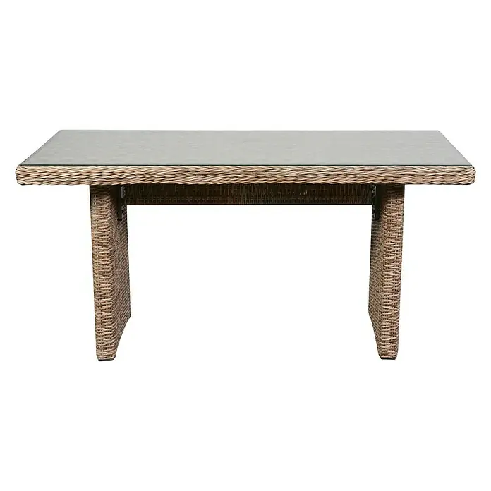 Mesa de jardín Gotland - 142 x 76 cm, Vidrio - Vista frontal