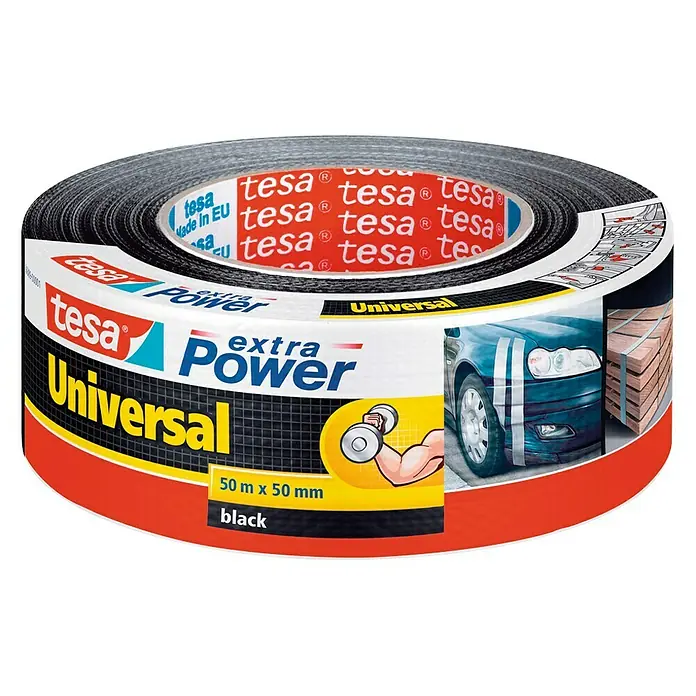 Tesa Extra Power Folienband Universal - Schwarz, 50 m x 50 mm - Vorderansicht