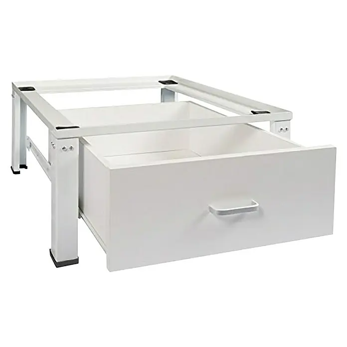 Respekta Waschmaschinenerhöhung - 56 x 62 x 31 cm, Mit Schublade, Traglast: 150 kg, Weiß - Diagonale Ansicht