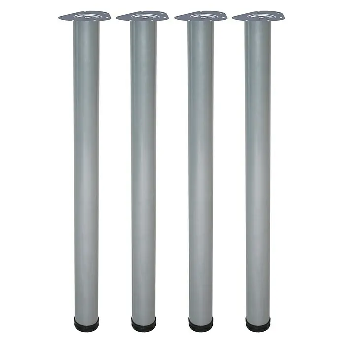 Element System Komplet nožica za namještaj Toskana - Ø x D: 60 x 700 mm, Bijelo-aluminij, Nosivost: 75 kg, 4 kom - Pogled sprijeda