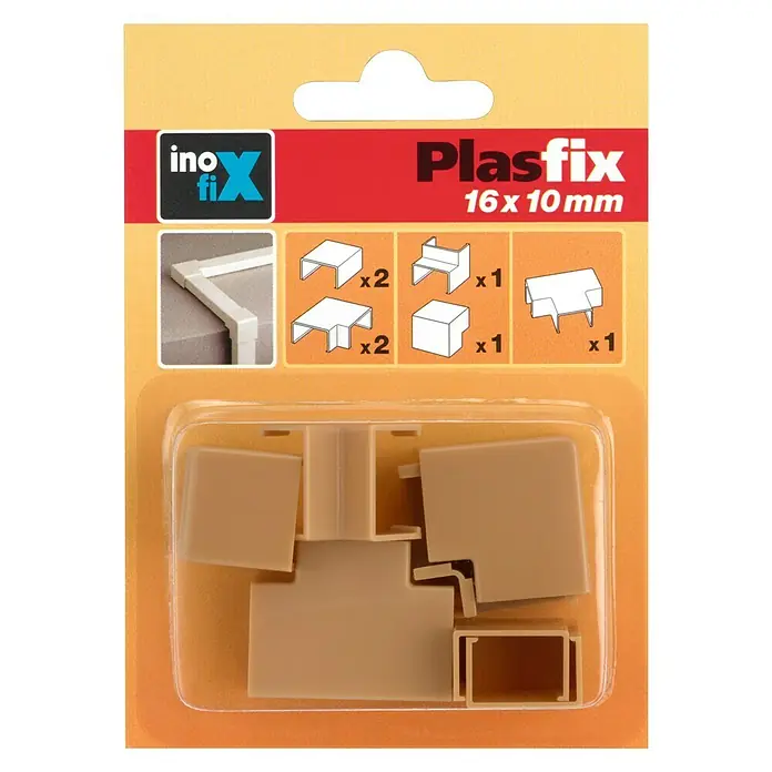 Inofix Plasfix Kit de accesorios para canaleta - Roble, An x Al: 1,6 x 1 cm, 7 ud.