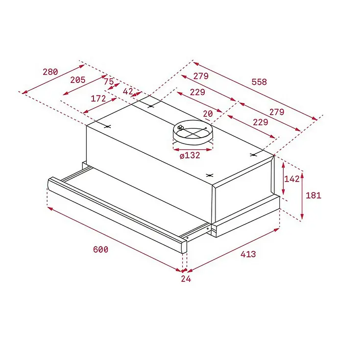 Teka Campana integrable TL6310 - Ancho: 60 cm, Potencia de aire máx.: 332 m³/h, Negro