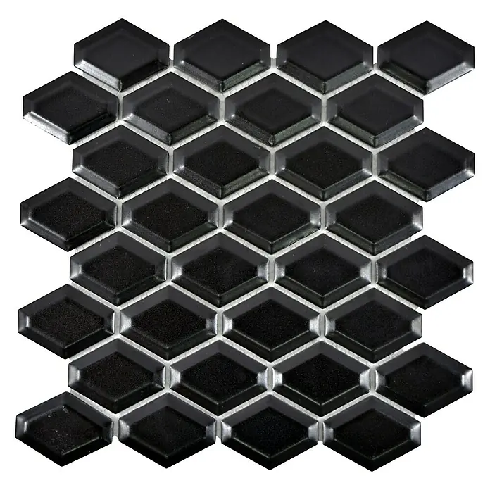Mosaikfliese Diamant CG MD 7BM - 25,2 x 26,5 cm, Schwarz, Matt - Ansicht von oben