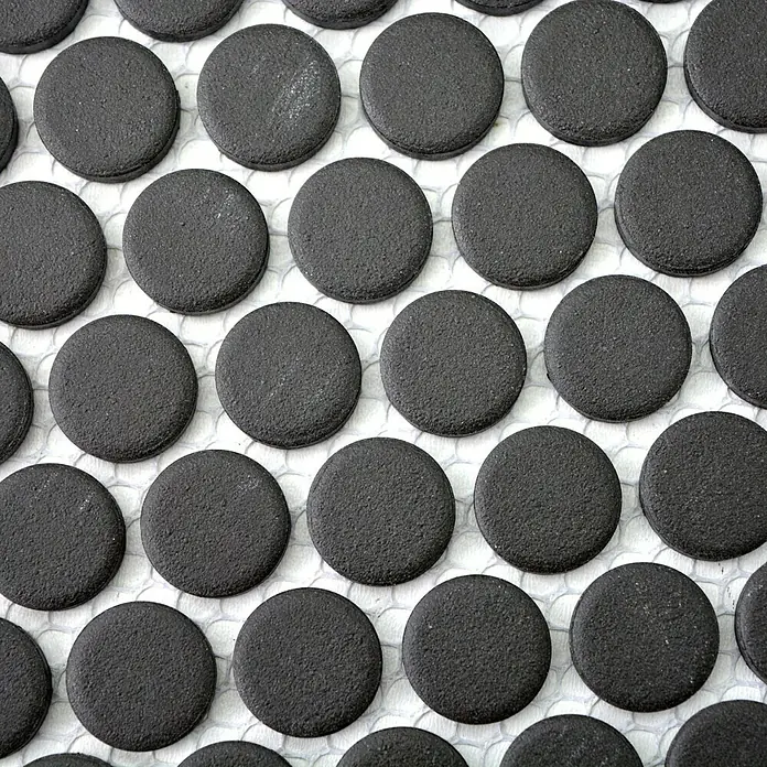 Mosaikfliese Knopf Uni CU K217 - 31,5 x 29,4 cm, Schwarz, Matt - Detailaufnahme