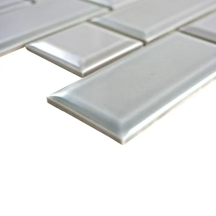 Mosaikfliese Metro Uni CG M04CM - 29,4 x 29,1 cm, Grau, Glänzend - Detailaufnahme