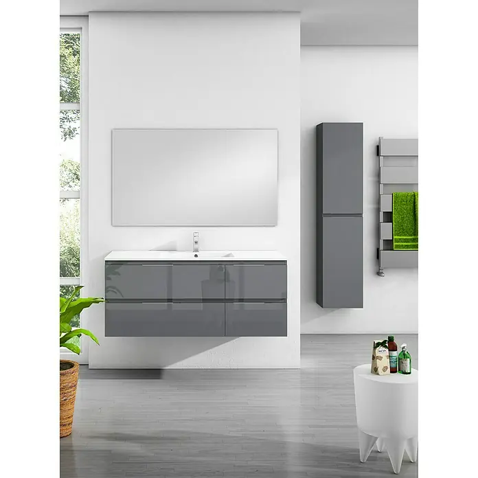 Mueble de lavabo Sheyla - L x An x Al: 45 x 120 x 50 cm, Grafito, Mate