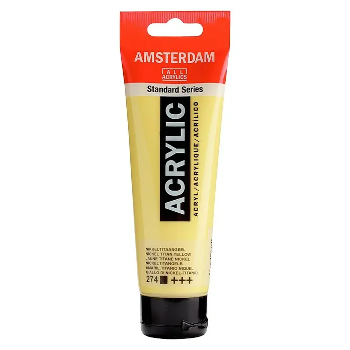 Talens Amsterdam Pintura acrílica Standard - Amarillo titanio níquel, 120 ml, Tubo