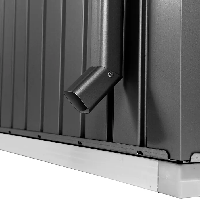 Biohort HighLine Regenfallrohr-Set - Passend für: Biohort Gerätehaus HighLine, Dunkelgrau Metallic, 205,5 cm - Linke Seitenansicht