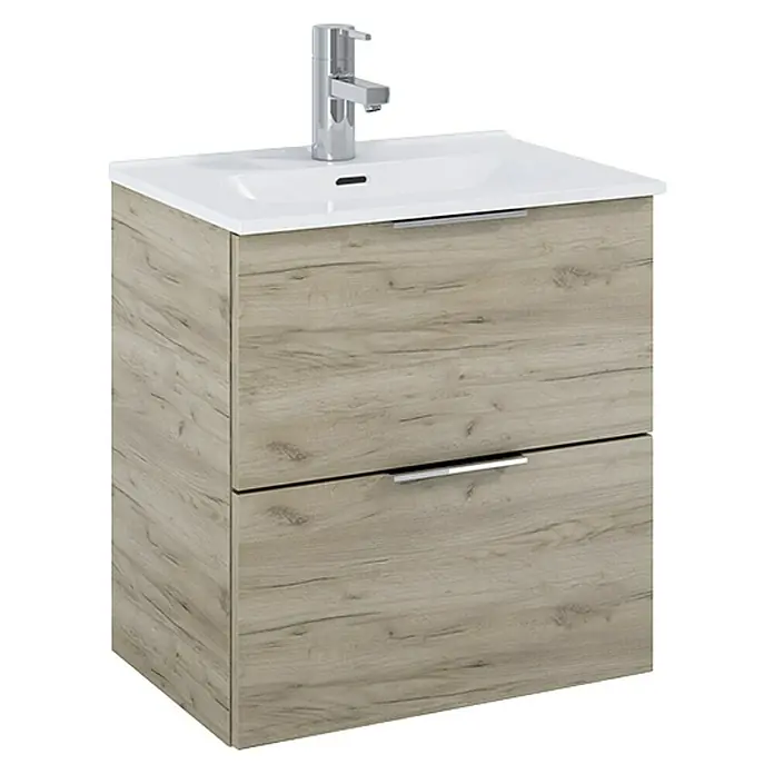 Badmöbel-Set Street Plus - 51,5 cm, 2 -tlg., Eiche Silber, Matt - Vorderansicht