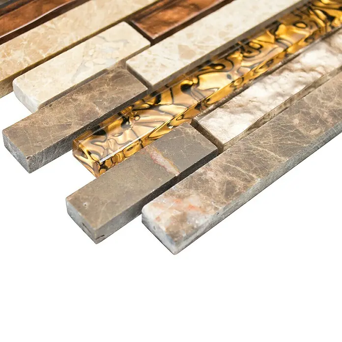 Mosaikfliese Verbund Crystal Mix - 29,8 x 33,8 cm, Beige/Braun, Glänzend - Detailaufnahme