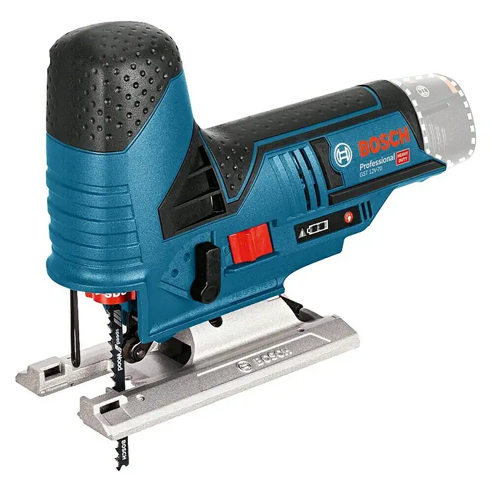 Bosch Professional Akku-Stichsäge GST 12V-70 L-Boxx - 12 V, Ohne Akku, Leerlaufhubzahl: 1.500 - 2.800 Hübe/min - Linke Seitenansicht