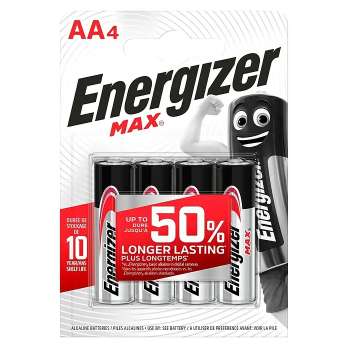 Energizer Batterie Max - Mignon AA, 1,5 V, Alkali-Mangan, 4 Stk.