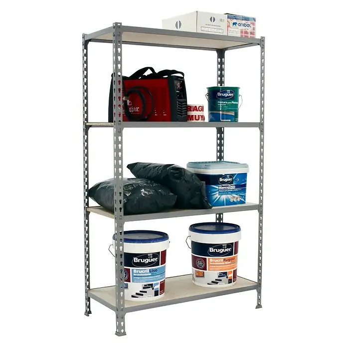 Simonrack Maderclick Estantería metálica Mini - L x An x Al: 50 x 80 x 150 cm, Capacidad de carga: 150 kg/balda, Número de baldas: 4 ud., Gris