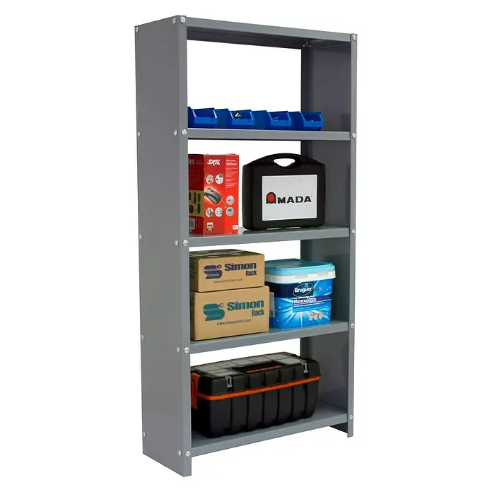 Simonrack Simonhome Estantería metálica Habitat Color Plus - L x An x Al: 30 x 80 x 160 cm, Capacidad de carga: 100 kg/balda, Número de baldas: 5 ud., Gris