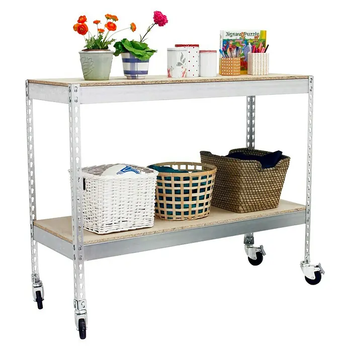 Simonrack Simonforte Estantería para cargas pesadas Mobile Chipboard - L x An x Al: 75 x 120 x 90 cm, Capacidad de carga: 140 kg/balda, Número de baldas: 2 ud., Galvanizado